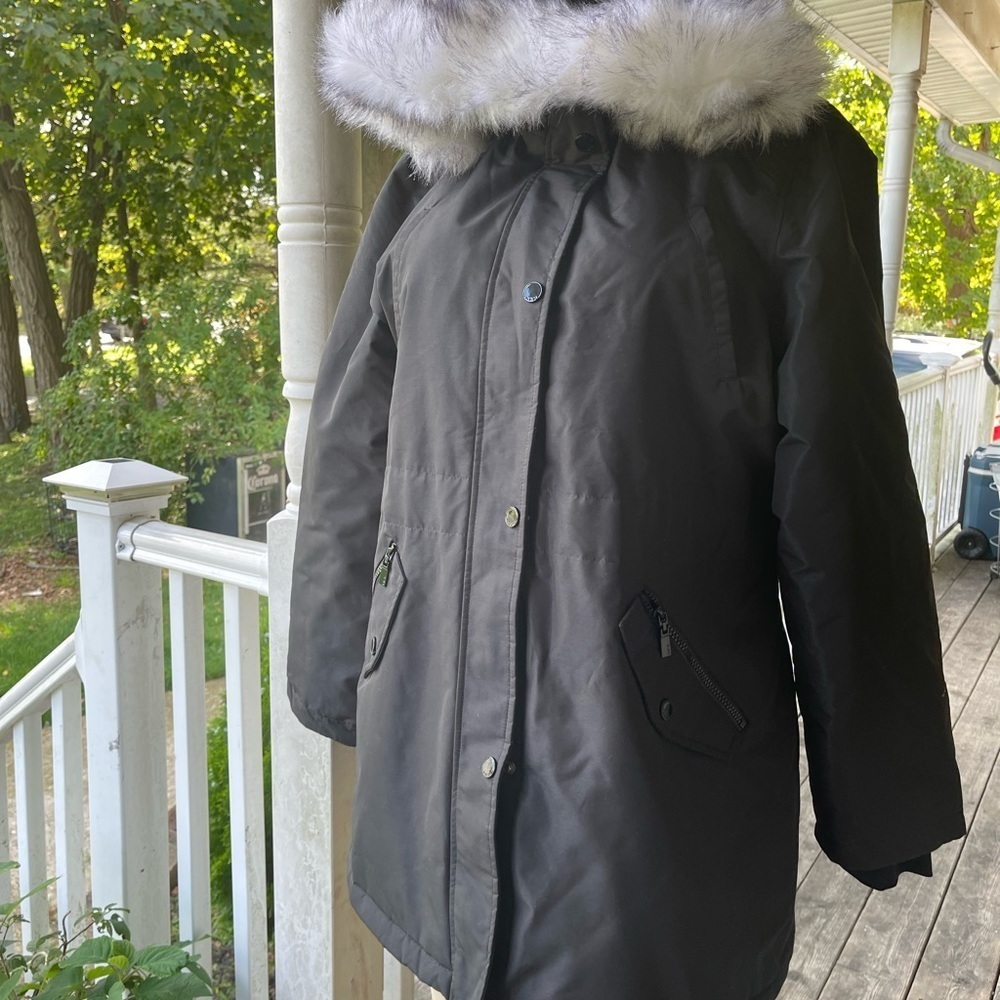 HFX white fur trim & black jacket